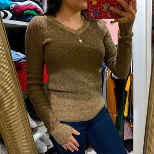 Ann Taylor Shimmer V-Neck Sweater